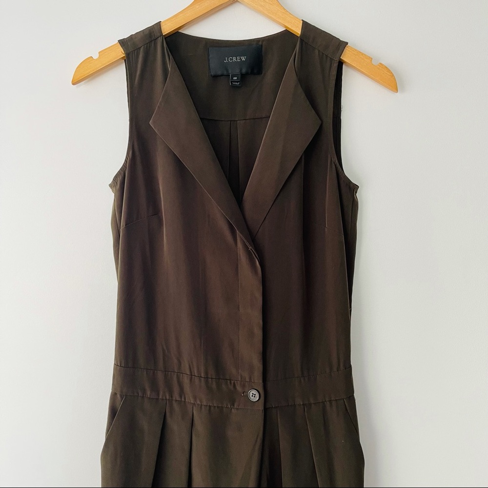 J. Crew Olive Green Sleeveless Trench Jumpsuit - Picture 5 of 11